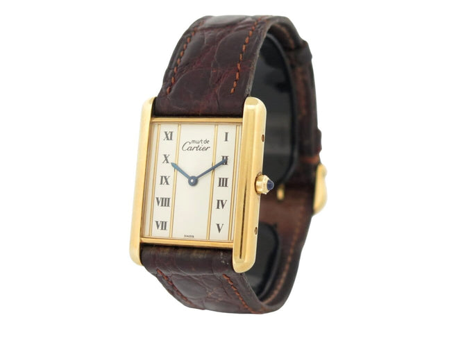 Montre vintage montre CARTIER tank must 681006 vermeil plaque or quartz plated 58 Facettes 272827
