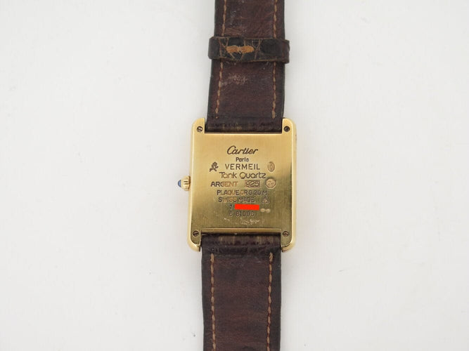 Montre vintage montre CARTIER tank must 681006 vermeil plaque or quartz plated 58 Facettes 272827