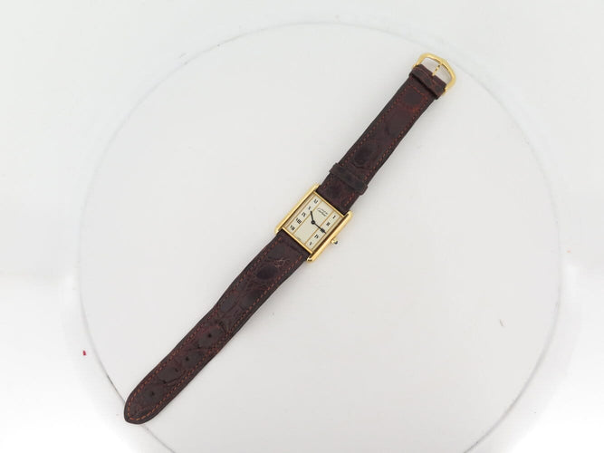 Montre vintage montre CARTIER tank must 681006 vermeil plaque or quartz plated 58 Facettes 272827