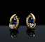 Boucles d'oreilles Boucles d’oreilles - Puces ovales en or jaune et blanc 18 carats saphirs et diamants 58 Facettes