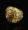 Bague Cozzolino - Bague bombée en or jaune 18K avec diamants et rubis 58 Facettes