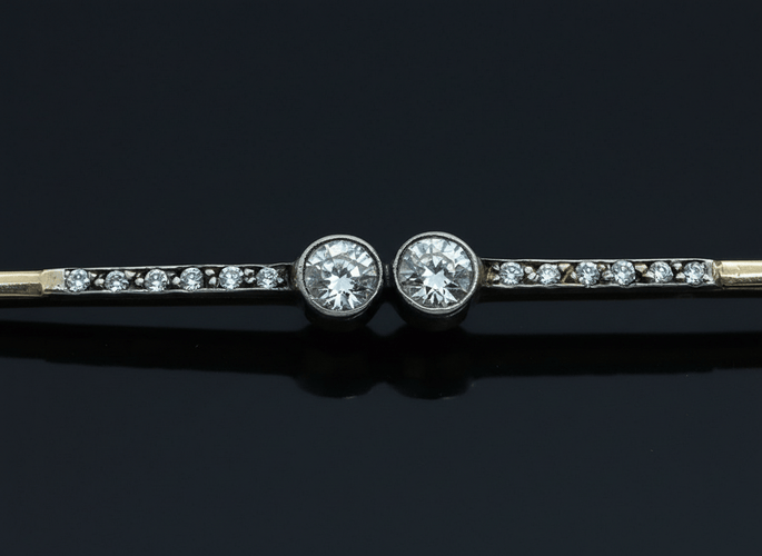 Broche Spilla barrette - Broche en or jaune 18K et diamants 58 Facettes