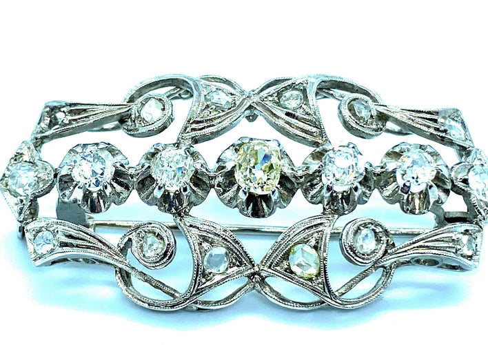 Pendentif Broche-pendentif - Broche début XXe siècle en or blanc 18 carats et diamants 58 Facettes