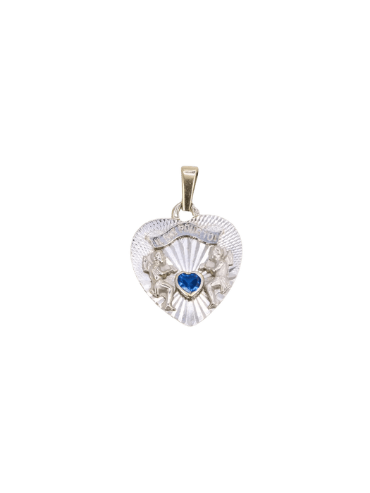 Pendentif Pendentif coeur "il bat pour toi" or blanc saphir 58 Facettes J469