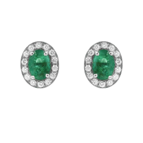 Boucles d'oreilles Boucles d’oreilles en or blanc 18 ct avec émeraudes de Zambie et diamants 58 Facettes 14302