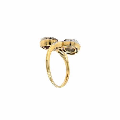 Bague 54 Bague Toi & Moi - Rubis et diamant taille ancienne en or 18 ct et platine 58 Facettes