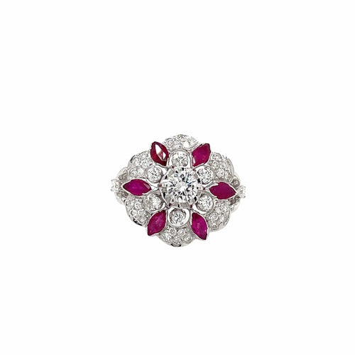 Bague 50 Bague rubis et diamants en or jaune et blanc 18k 58 Facettes