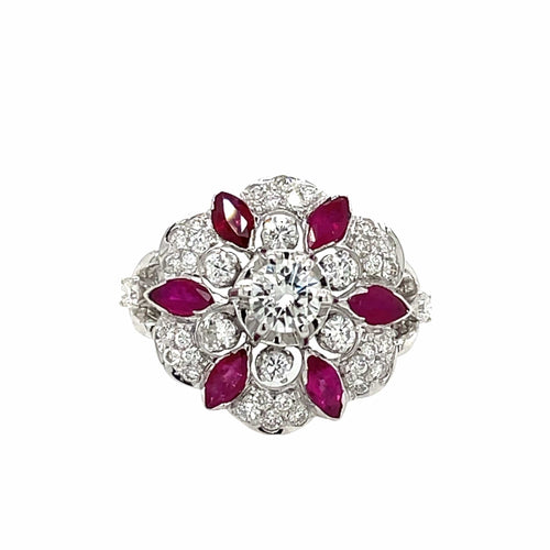 Bague 50 Bague rubis et diamants en or jaune et blanc 18k 58 Facettes