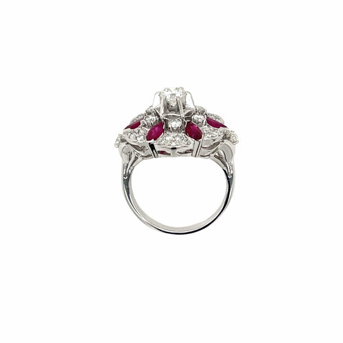 Bague 50 Bague rubis et diamants en or jaune et blanc 18k 58 Facettes