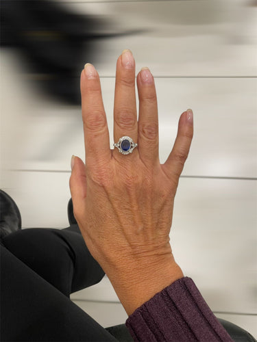 Bague 55 Art déco - Bague en or blanc 18 carats, saphir birman et diamants 58 Facettes