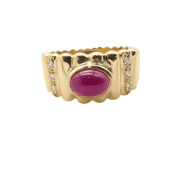 Bague 54 Bague or jaune rubis et diamants 58 Facettes