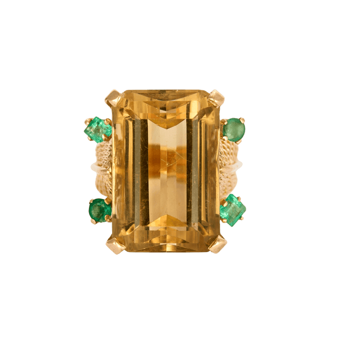 56.5 Bague citrine émeraudes 58 Facettes 32600168