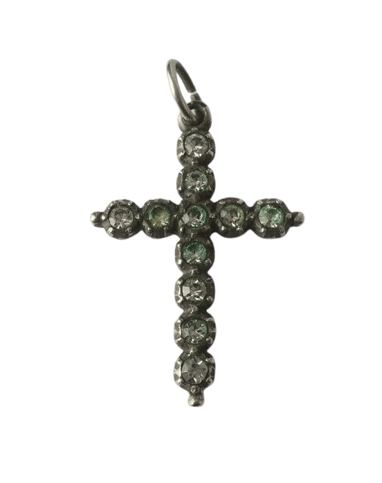 Pendentif Pendentif croix Jeannette arlésienne argent strass XIXe 58 Facettes