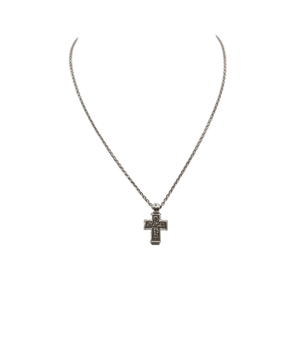 Collier Collier et pendentif croix or blanc 18 carats sertis de diamants 58 Facettes