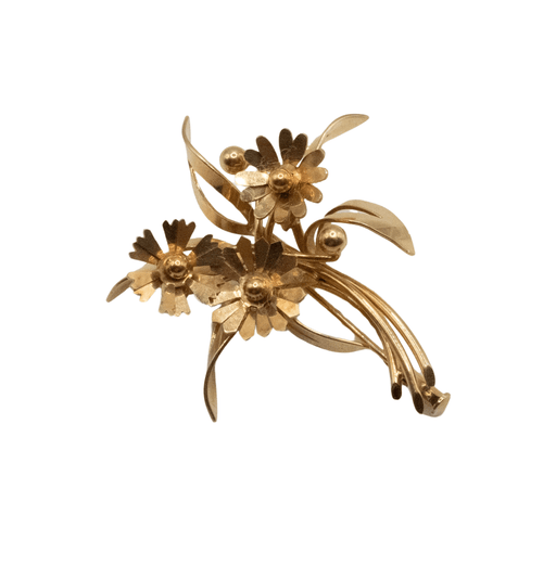 Yellow Gold Flower Brooch 58 Facettes