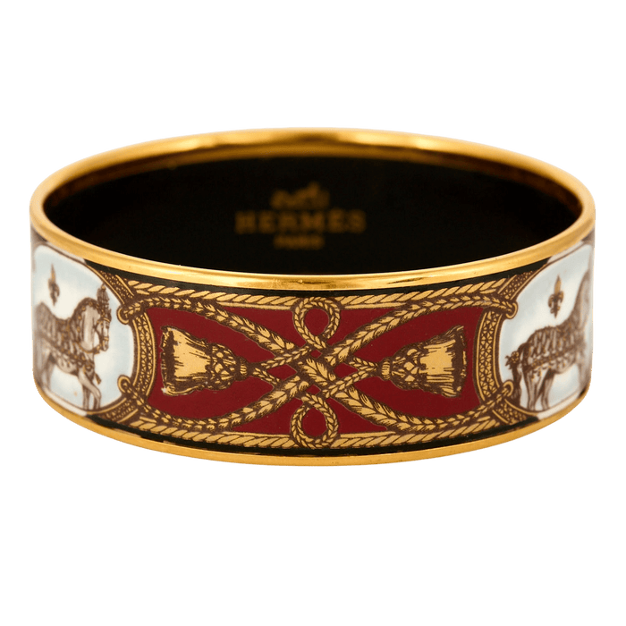 Bracelet HERMÈS - Bracelet en métal doré et émail à  motif hippique 58 Facettes DDV8640-1