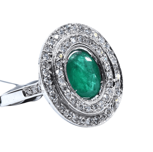 53 Bague Art Déco en or et diamant émeraude 58 Facettes