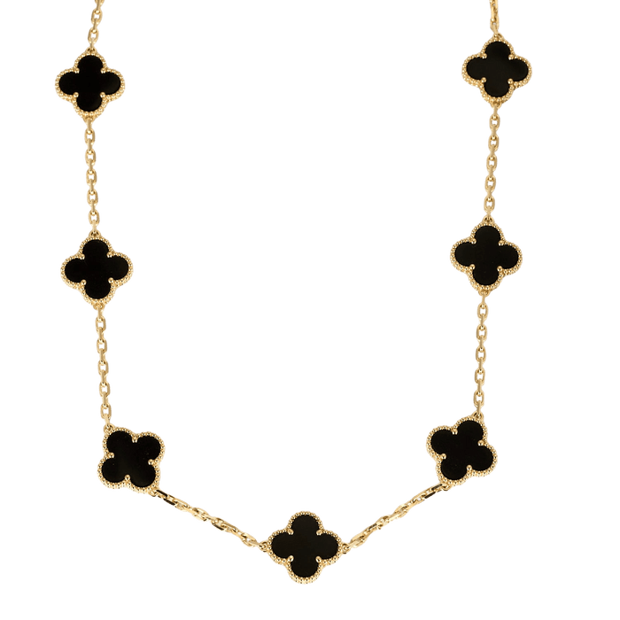 Collier VAN CLEEF & ARPELS - Alhambra - Collier 10 motifs, onyx et or jaune 58 Facettes DV0830-9