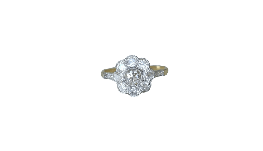 Bague 60 Bague marguerite or jaune platine et diamants 58 Facettes