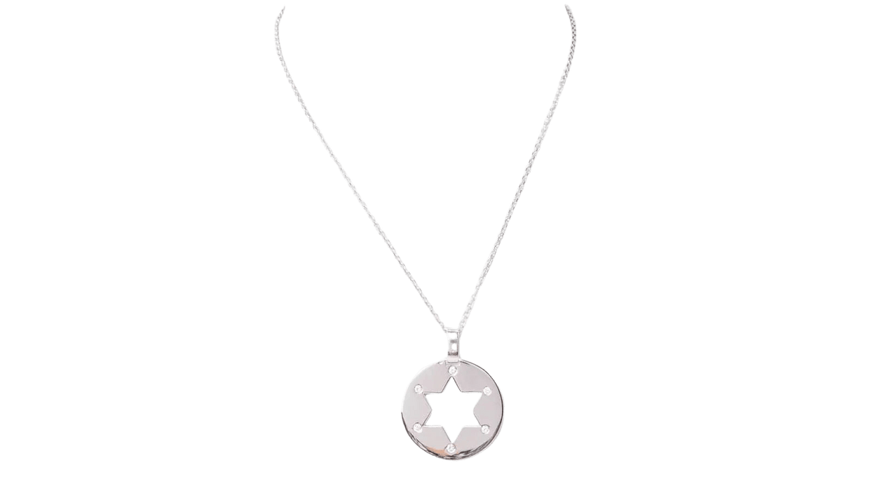 Collier Collier pendentif étoile de David en or blanc et diamants 58 Facettes 27387