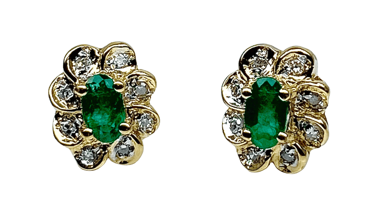 Boucles d'oreilles Boucles d’oreilles or jaune émeraudes et diamants 58 Facettes AB460