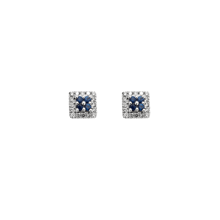 Boucles d'oreilles Paire de boucles d'oreilles carrées en or blanc saphirs et diamants 58 Facettes