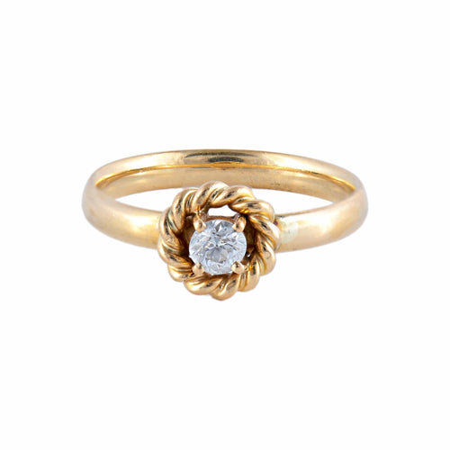 Bague 53.5 / Diamants / Or Jaune Bague « Joséphine » en or jaune 18 carats et diamant 0,20 ct 58 Facettes BO/220034/