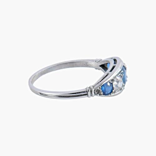 Bague 47.5 Bague «Songe» Art déco en or blanc 18 carats et saphirs, diamants 58 Facettes BO/220030 RIV