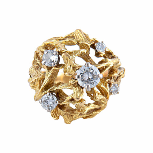 Bague 50 / Or Jaune / Diamants Bague « Dôme » en or jaune 18k et diamants 58 Facettes BO/220074