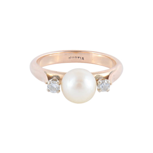 Bague 52 Bague « Taylor » en or jaune 18 carats, perle et diamants 58 Facettes BO/220041 STA