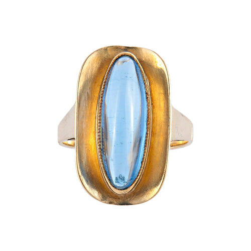 Bague 49 Bague «Ellipse» ovale en or jaune 18 carats et pierre bleue 58 Facettes BO/03-00811