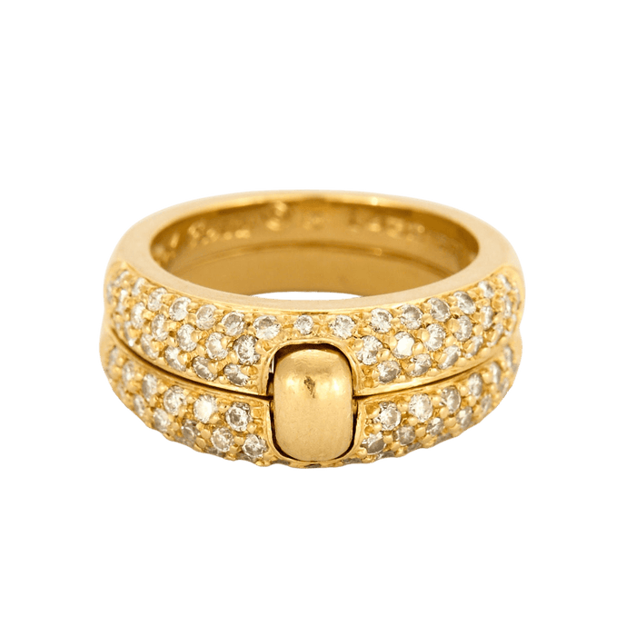 Bague 53 A.ROURE - « CHUT….JE T’AIME » - Bague ouvrante or jaune et diamants 58 Facettes GU09