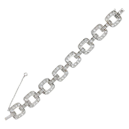Bracelet Bracelet ancien en platine 950 serti de diamants taille ancienne 58 Facettes 31228