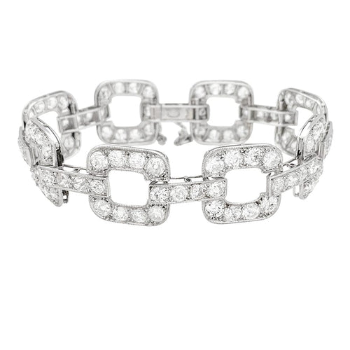 Bracelet Bracelet ancien en platine 950 serti de diamants taille ancienne 58 Facettes 31228