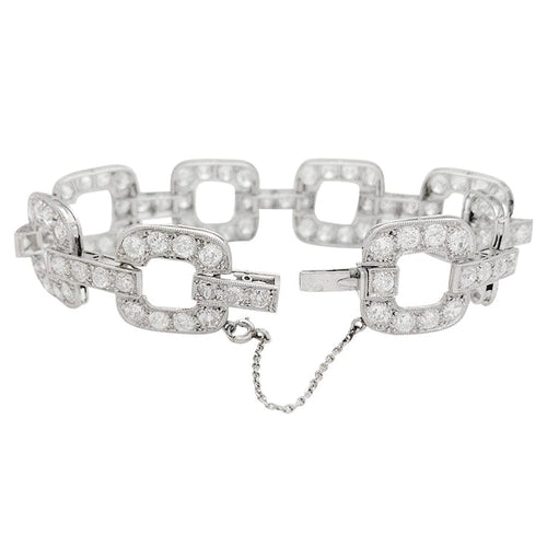 Bracelet Bracelet ancien en platine 950 serti de diamants taille ancienne 58 Facettes 31228