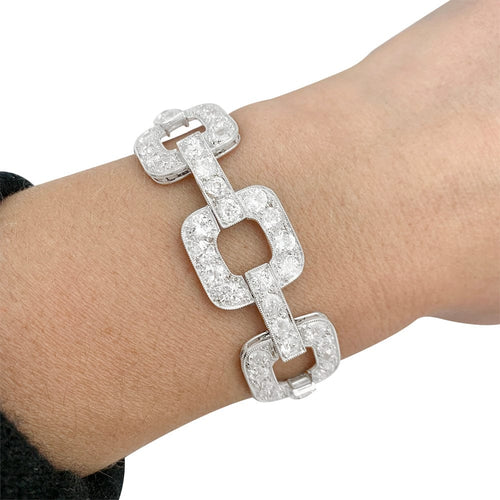 Bracelet Bracelet ancien en platine 950 serti de diamants taille ancienne 58 Facettes 31228
