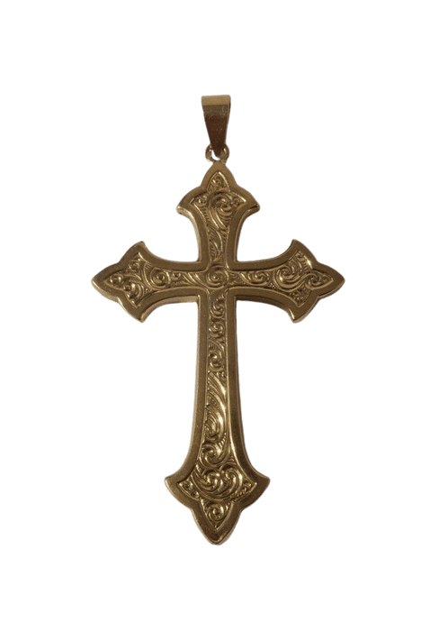 Pendentif Grande croix ancienne en or rose 58 Facettes