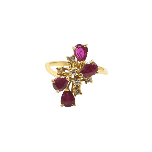 Bague 54 Bague en or jaune rubis et diamants 58 Facettes