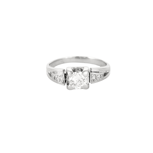 Bague 54 Solitaire or blanc platine diamants 58 Facettes LP936/BET