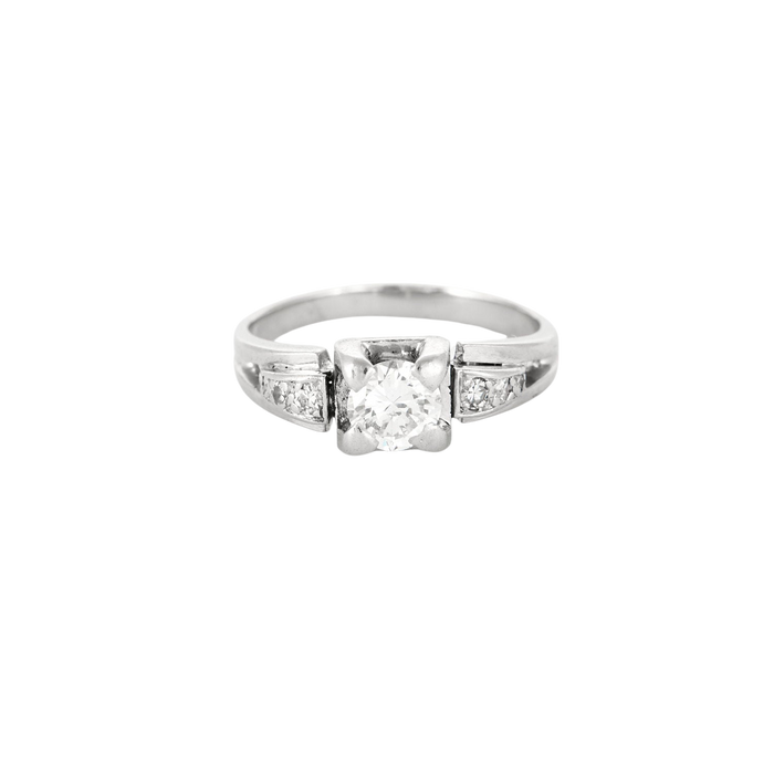 Solitaire or blanc platine diamants