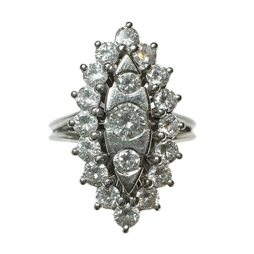 Bague 54 Bague Marquise or blanc diamants 58 Facettes