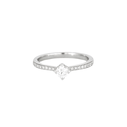 Bague 54 Solitaire or blanc avec diamants 58 Facettes 3121192
