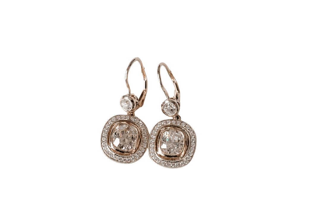 Boucles d'oreilles Boucles d'oreilles anciennes diamants old mine cut 58 Facettes