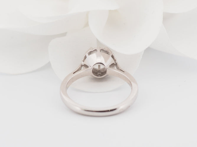 Bague 51 Bague solitaire en or blanc 18 ct et diamant taille brillant 58 Facettes 33056