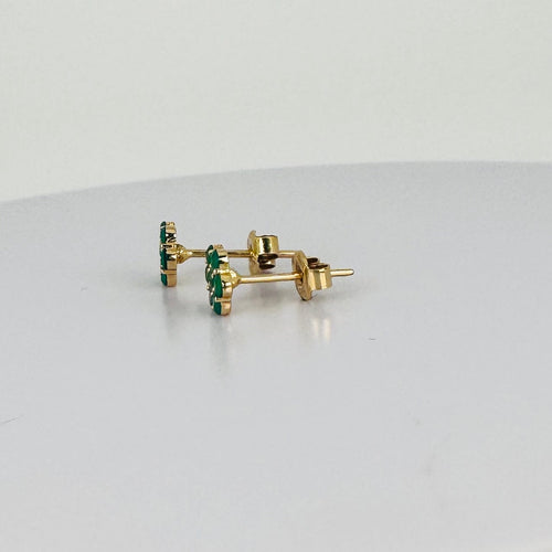 Boucles d'oreilles Boucles d’oreilles fleur vintage en or 14k et émeraudes 58 Facettes 2601023