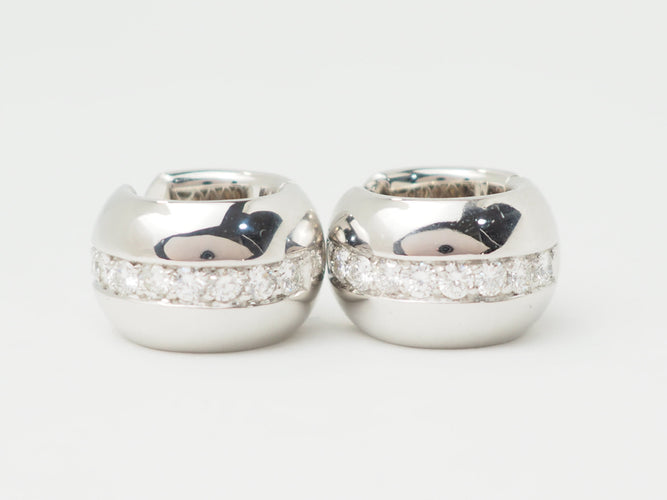 Boucles d'oreilles Boucles d’oreilles créoles en or blanc 18 ct et diamants 58 Facettes 33349