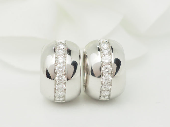 Boucles d'oreilles Boucles d’oreilles créoles en or blanc 18 ct et diamants 58 Facettes 33349