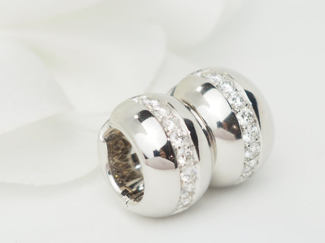 Boucles d'oreilles Boucles d’oreilles créoles en or blanc 18 ct et diamants 58 Facettes 33349