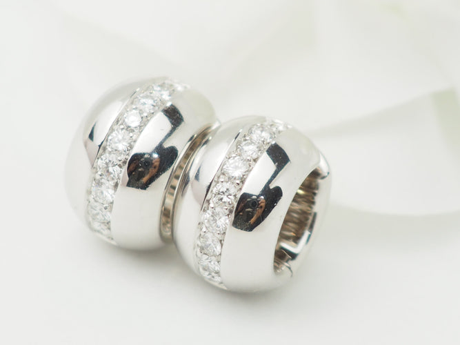 Boucles d'oreilles Boucles d’oreilles créoles en or blanc 18 ct et diamants 58 Facettes 33349