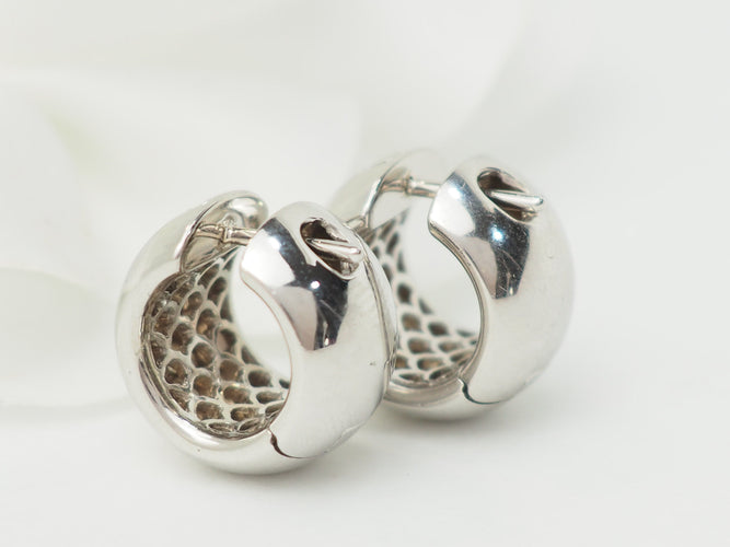 Boucles d'oreilles Boucles d’oreilles créoles en or blanc 18 ct et diamants 58 Facettes 33349
